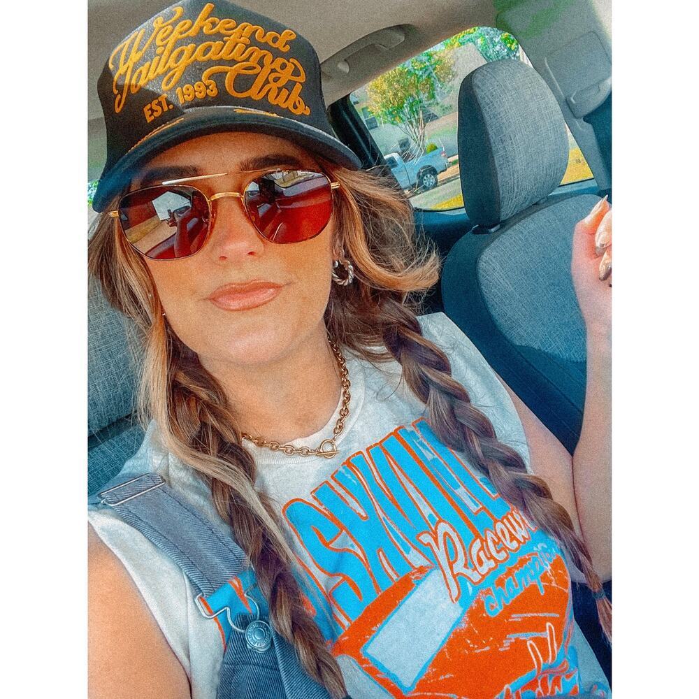 OTTO Weekend Tailgating Club Trucker Hat Black Gold Mesh Snapback Game Day Vibes